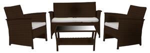 Set da Giardino Divano 2 Poltrone e Tavolino in Polyrattan Detroit Noce