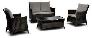 Set Salotto da Giardino in PVC Rattan con Divano 2 Posti Tavolino e 2 Poltrone Taddei Casablanca Nero