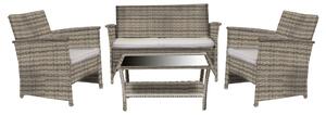 Set da Giardino Divano 2 Poltrone e Tavolino in Polyrattan Detroit Melange Grigio