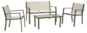Set Salotto da Giardino Tavolino Divano 2 Sedie in Tessuto e Metallo con Cuscini Columbus Ecr