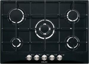 Glem Gas Piano Cottura 5 Fuochi a gas da Incasso (1 Bruciatore Tripla Corona) Larghezza 70 cm colore Nero - GT755BK