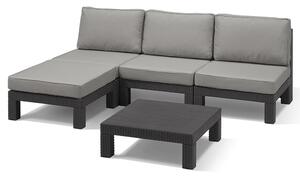Set Salotto da Giardino in Resina 3 Sedute + Penisola e Tavolino