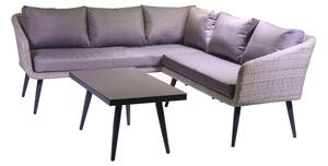 Set da Giardino Divano 5 Posti e Tavolino in Polyrattan Salem Grigio