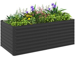 Outsunny Fioriera Rialzata Zincata Rettangolare per Esterno con Fondo Aperto, 160x80x60 cm, Grigio | Aosom Italy