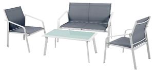 Set da Giardino in Ferro e Textilene Vorghini Bergeggi Bianco e Grigio
