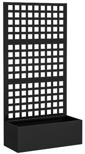 Outsunny Fioriera da Esterno con Spalliera per Rampicanti e Frangivista in Acciaio Zincato, 89x40.5x178 cm, Nero | Aosom Italy