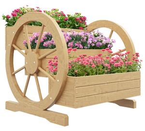 Outsunny Fioriera su Piedi quadrato Orto 3 livelli con 2 ruote Carretto in Legno Abete, dim. 62L x 61l x 57H cm