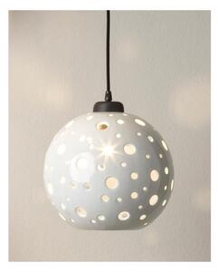 2252 SOSPENSIONE SINGOLA A SFERA D25 CM IN TERRACOTTA BIANCA TRAFORATA MODERNA MADE IN ITALY