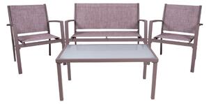 Set da Giardino Divano Poltrone e Tavolino in Metallo Vandi
