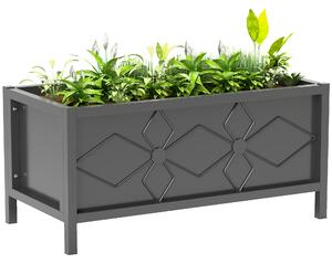 Outsunny Fioriera esterna fioriera rialzata zincata con bordo di sicurezza rettangolare 80 x 40 x 38 cm nero