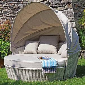 Divano Letto da Esterno in Wicker 3 Posti Vorghini Santiago Ecrù