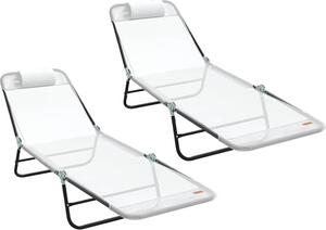 Lettino prendisole pieghevole 2 pcs Crema 182 x 55 x 85,5 cm