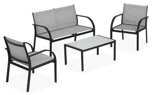 Set da Giardino Tavolo 2 Poltrone e Divano in Ferro Ranieri Ankara Nero