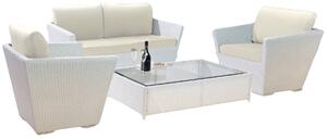 Set Salotto da Giardino Divano 2 Posti in Polyrattan Adila Bianco