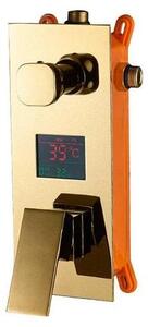 Miscelatore doccia da parete - Valvola di miscelazione digitale - Ottone - Selettore a 2 vie - Indicatore di temperatura senza batteria - Display alimentato ad acqua - Oro