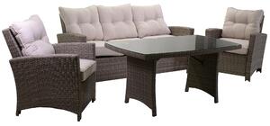 Set Salotto da Giardino Divano 3 Posti in Polyrattan Atlanta Grigio