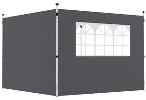 Outsunny Pannelli laterali per gazebo 3 x 3 m pannelli per tenda con finestra set di 2 tessuto Oxford grigio scuro