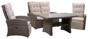 Set Salotto da Giardino Divano 2 Posti in Polyrattan Atlanta Grigio