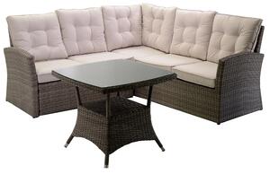 Set Salotto da Giardino Divano Angolare in Polyrattan Atlanta Grigio