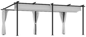 Outsunny Pergola da giardino scorrevole retrattile con pareti laterali per esterno, copertura solare UPF30+, 3 x 6 m, grigio | Aosom Italy