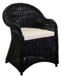 Poltrona da Giardino in Rattan con Cuscino 64x64H50/83cm Roma Nero