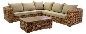 Set Salotto da Giardino Divano ad Angolo e Tavolino in Rattan Istanbul Naturale
