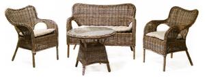 Set Salotto da Giardino 2 Poltrone Tavolino Divano in Rattan Kariba Grigio
