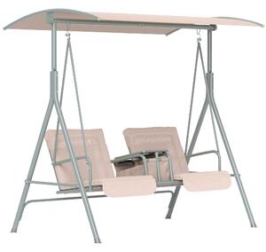 Outsunny Dondolo Hollywood, Dondolo da giardino, Dondolo a 2 posti con tetto parasole, 175 x 112 x 165 cm, Beige
