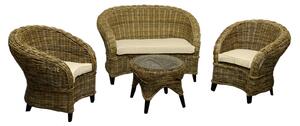 Set Salotto da Giardino 2 Poltrone Tavolino Divano in Rattan Alovera Grigio