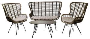 Set Salotto da Giardino 2 Poltrone Tavolino Divano in Rattan Colorado Grigio