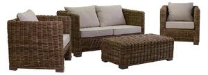 Set Salotto da Giardino 2 Poltrone Tavolino Divano in Rattan Manila Grigio