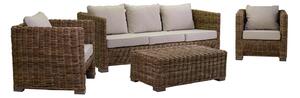 Set Salotto da Giardino 2 Poltrone Tavolino Divano 3 Posti in Rattan Manila Grigio