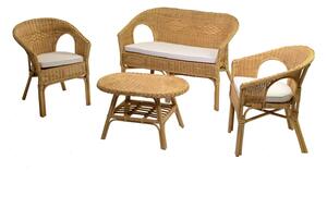 Set Salotto da Giardino 2 Poltrone Tavolino Divano in Rattan Kele Miele