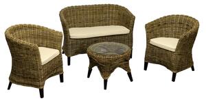 Set Salotto da Giardino 2 Poltrone Tavolino Divano in Rattan Tempo Grigio