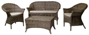 Set Salotto da Giardino 2 Poltrone Tavolino Divano in Rattan Atlantic Grigio