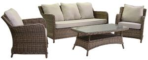 Set da Giardino Divano 2 Poltrone e Tavolino in Polyrattan Baltimora Grigio