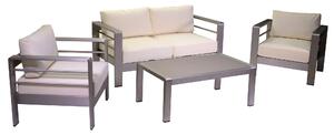 Set da Giardino Divano 2 Poltrone e Tavolino in Alluminio Buffalo Silver Opaco
