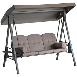 Outsunny Dondolo da Giardino 3 Posti con Tetto Regolabile, Portabicchieri e Cuscini, 208x121x172 cm, Marrone | Aosom Italy