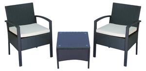 Set Salotto da Giardino 2 Poltroncine e Tavolino con Cuscini Rattan Sintetico Nero