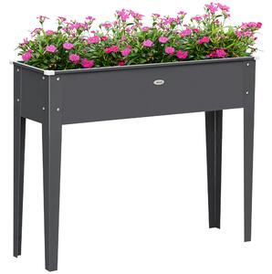 Outsunny Fioriera su piedi quadrata orto con foro di drenaggio acciaio zincato 100 x 30 x 80 cm grigio