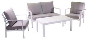 Set Salotto da Giardino in Alluminio Divano 2 Poltrone e Tavolino Boston Bianco