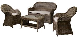 Set Salotto da Giardino in Rattan Divano 2 Poltrone e Tavolino Roymer Grigio