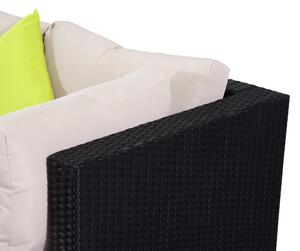 Set Salotto da Giardino in Rattan Sintetico 7 Pezzi Divano e Tavolino con Cuscini Nero