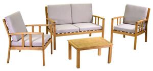 Set Salotto da Giardino in Legno Divano 2 Poltrone e Tavolino Nanchino