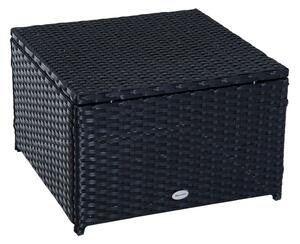 Set Salotto da Giardino in Rattan Sintetico Divano Pouf e Tavolino con Cuscini Nero