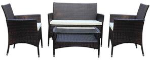 Set Salotto da Giardino in Polyrattan Divano 2 Poltrone e Tavolino Bauer Minorca Marrone