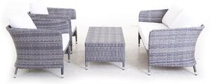 Set Salotto da Giardino in Polyrattan Divano 2 Poltrone e Tavolino Bauer Riviera
