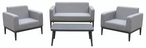 Set Salotto da Giardino in Tessuto Divano 2 Poltrone e Tavolino Bauer Vienna Grigio