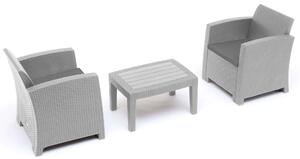 Set Salotto da Giardino in Resina 2 Poltrone e Tavolino Taddei Iseo Grigio Chiaro