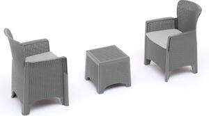 Set Salotto da Giardino in Resina 2 Poltrone e Tavolino Taddei Idro Grigio Scuro